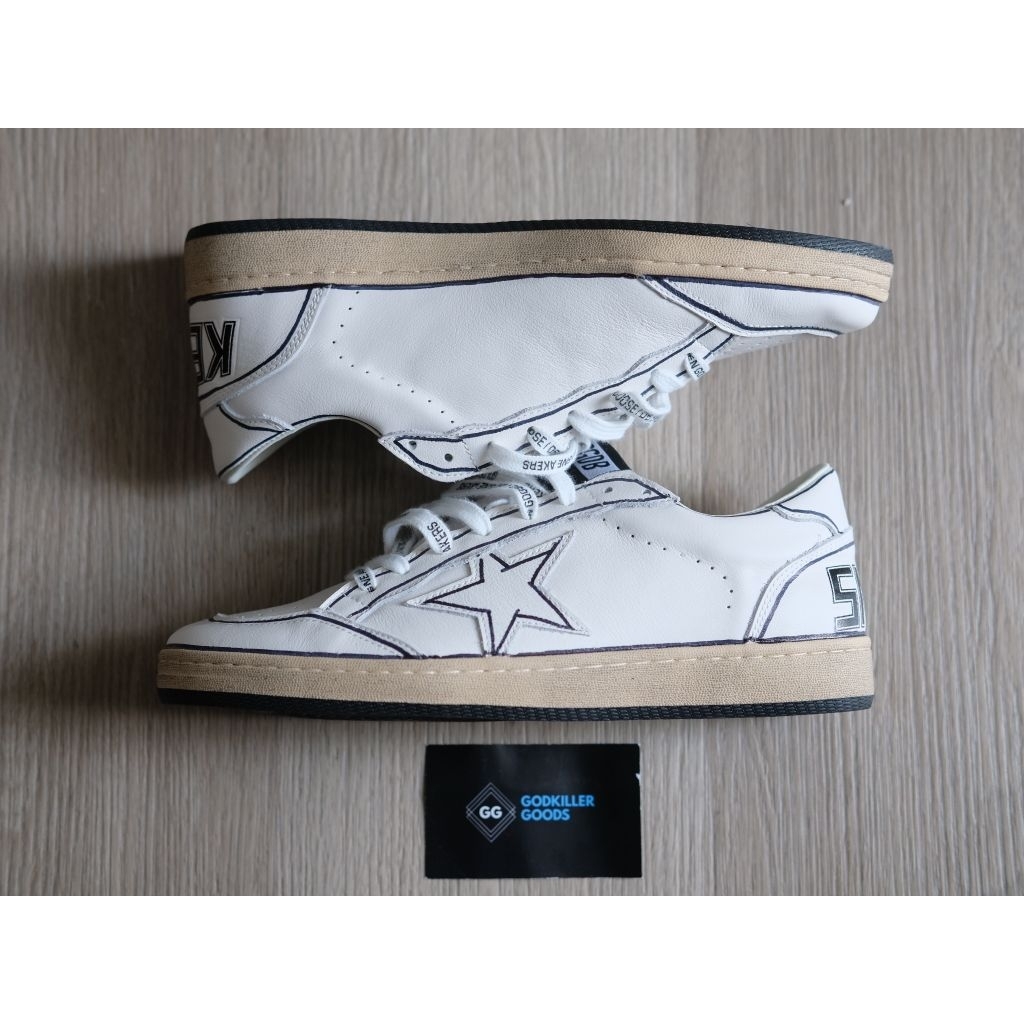 Golden Goose GGDB Ballstar Low Top Sneaker White Outline Authentic GK