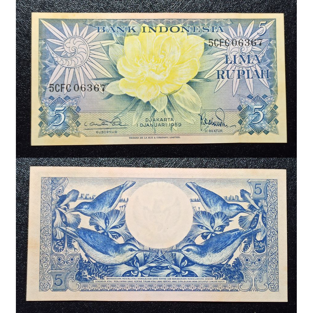 uang kuno Indonesia 5 rp tahun 1959 p2335
