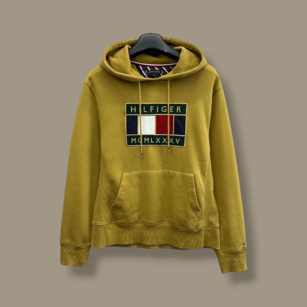 Hoodie Tommy Hilfiger Mustard Big Logo 100% Authentic Original