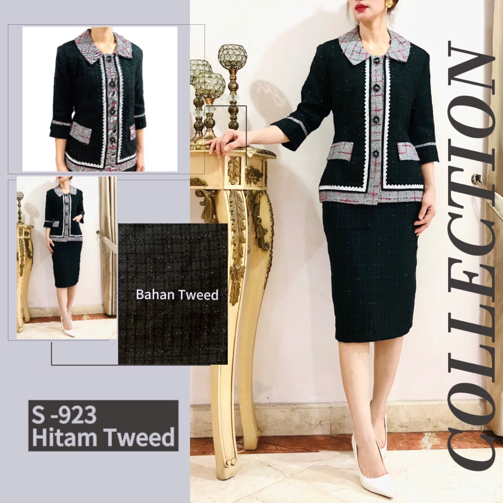 Blazer kantor wanita. Setelan Blazer Wanita. Set Blazer Hitam Mewah.  Setelan blazer rok hitam. Sete