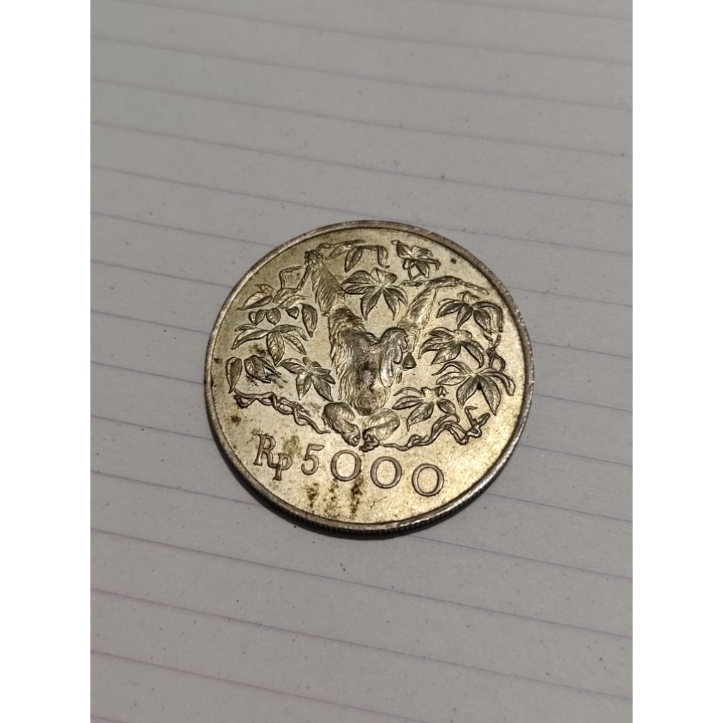 uang coin perak 5000 1974. original. orang utan