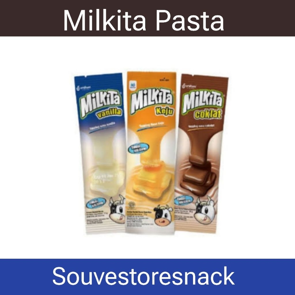 Milkita Pasta Cokelat Pasta Vanilla Renceng isi 12