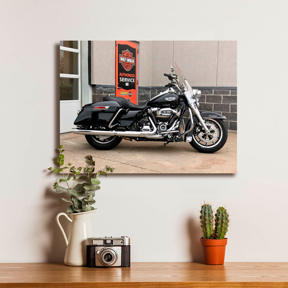 Poster HD Harley Davidson Road King Dekorasi Hiasan Pajangan Dinding Bingkai Kayu Siap Pasang Vintag