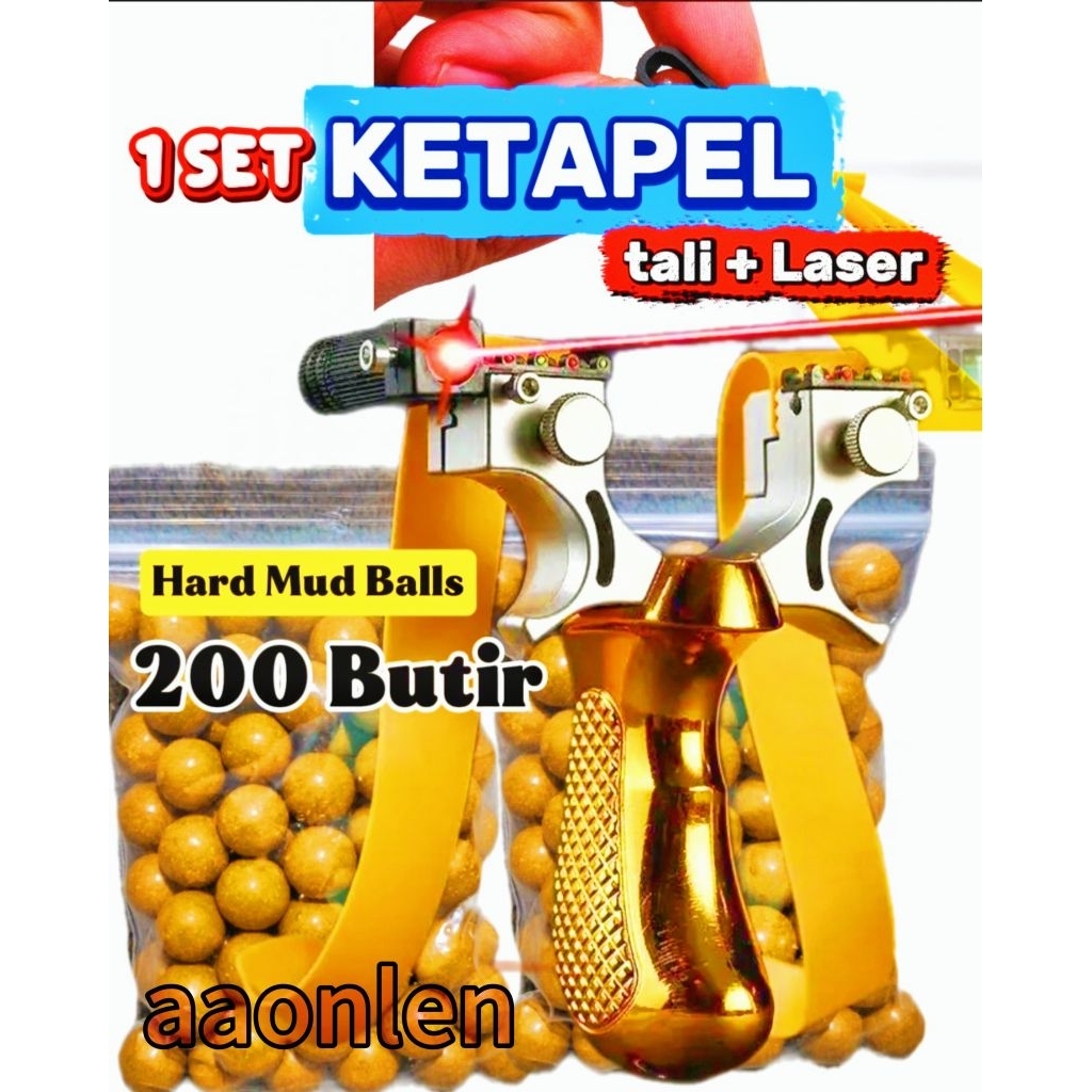 ketapel Burung 1set Lengkap Tali dan Laser Plus 200 Butir Peluru Bisa COD