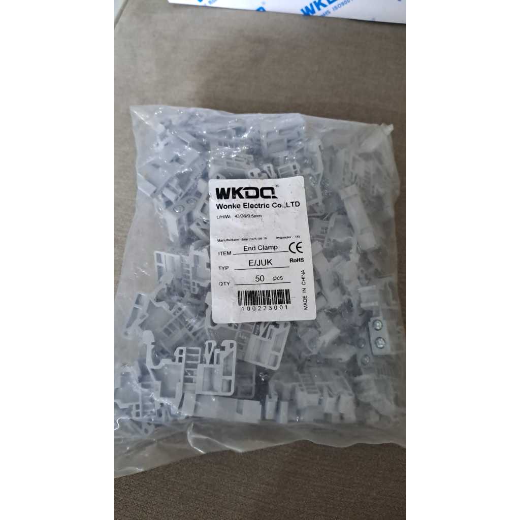 WKDQ End Clamp EJUK – Penahan Terminal DIN Rail 35mm