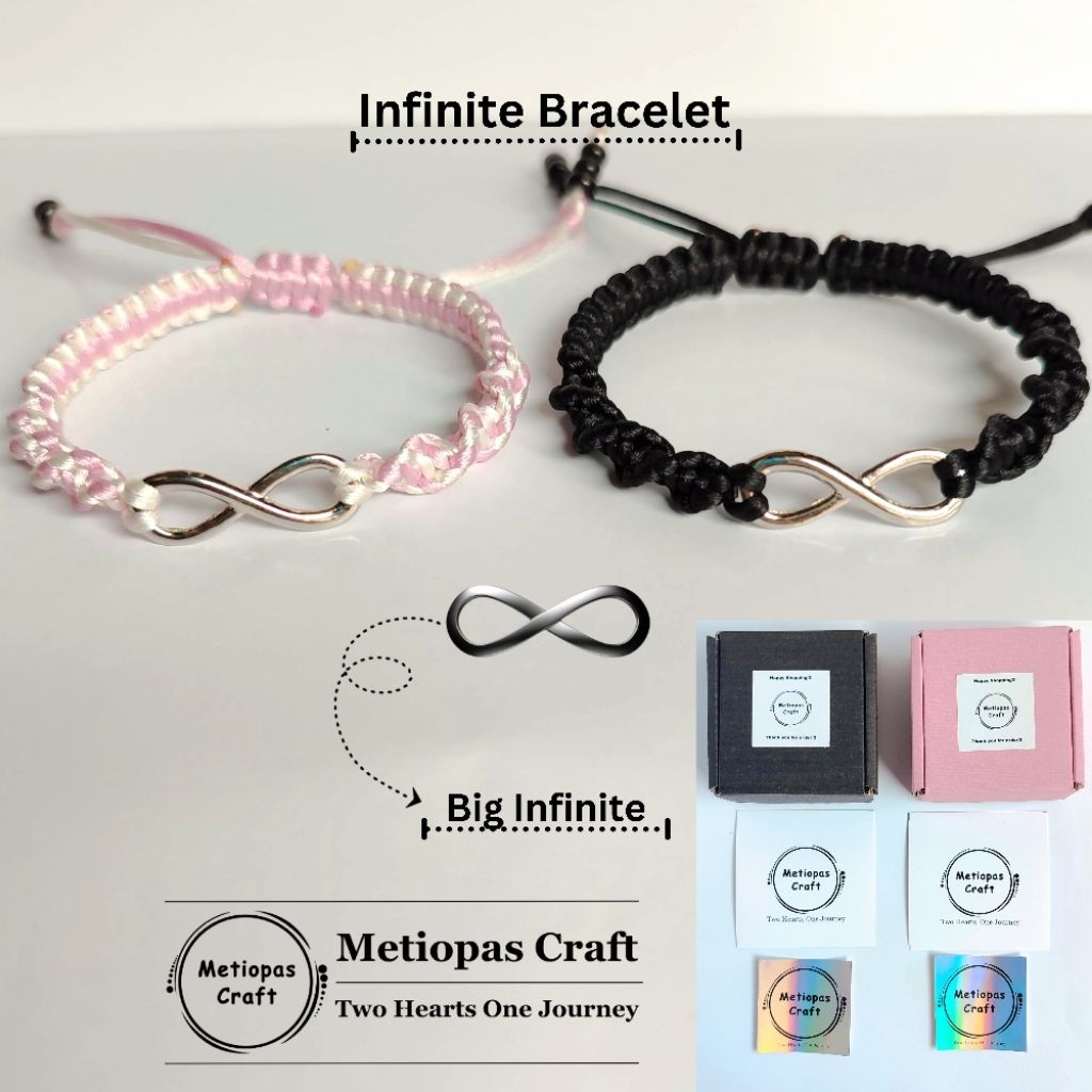 [Infinity] Couple Bracelet | 2 pcs Gelang Persahabatan Gelang Serut Infinity Gelang Couple  Black & 