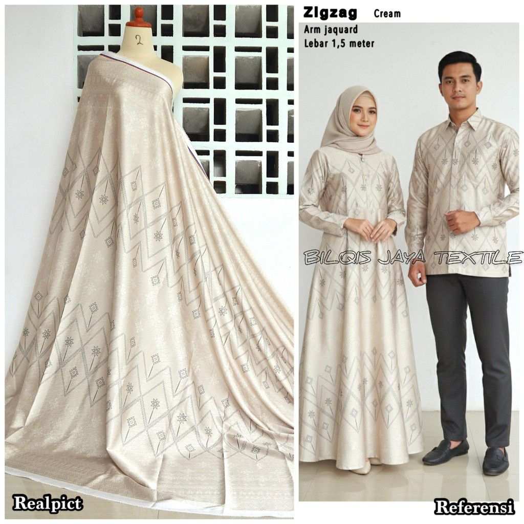 TERBARU Kain Armany Silk Jacquard Meteran//Kain Motif ZIGZAG//Kain Gamis Adem dan Lembu//Kain Lebara