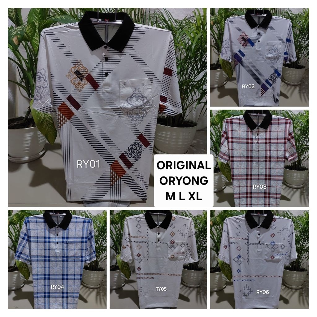 Kaos pria kerah wangky -  kaos Oryong size M L XL bahan dingin untuk bapak dan orang tua kode Ry01 -