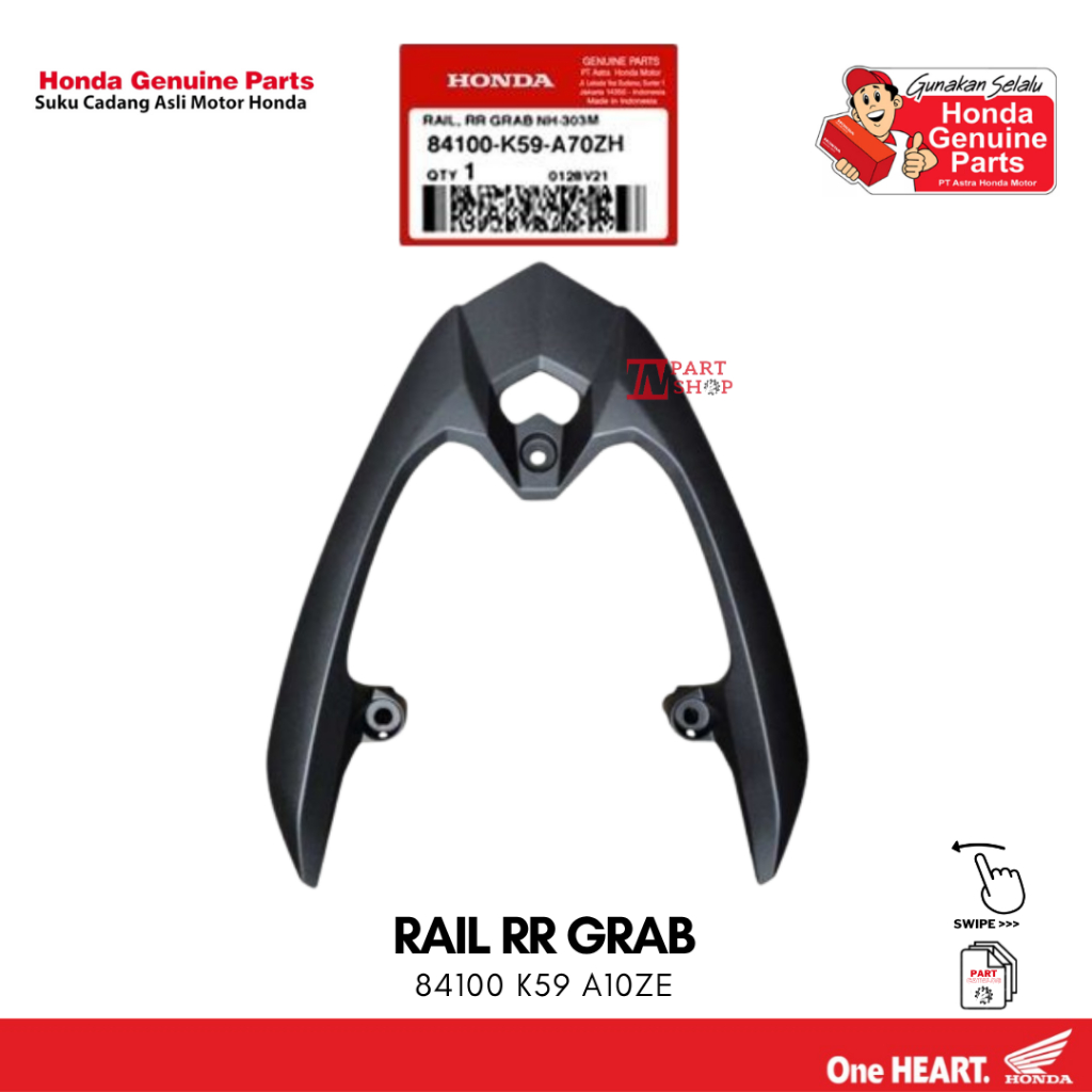 Behel Belakang Hitam (Rail Grab RR) - Vario 125 K60 & 150 K59 / 84100-K59-A10ZE