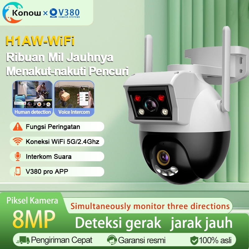 cctv v380 pro kamera Dual Lensa 8MP outdoor Pembicaraan suara penglihatan malam cctv wifi jarak jauh