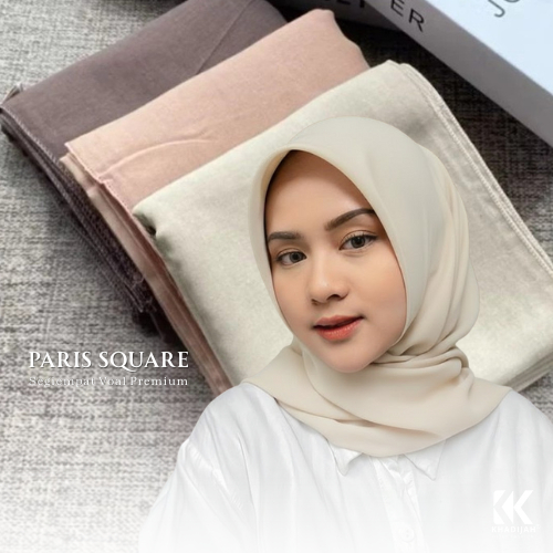 Segi Empat Paris Premium | Jilbab Paris Polos | Hijab Kerudung Voal