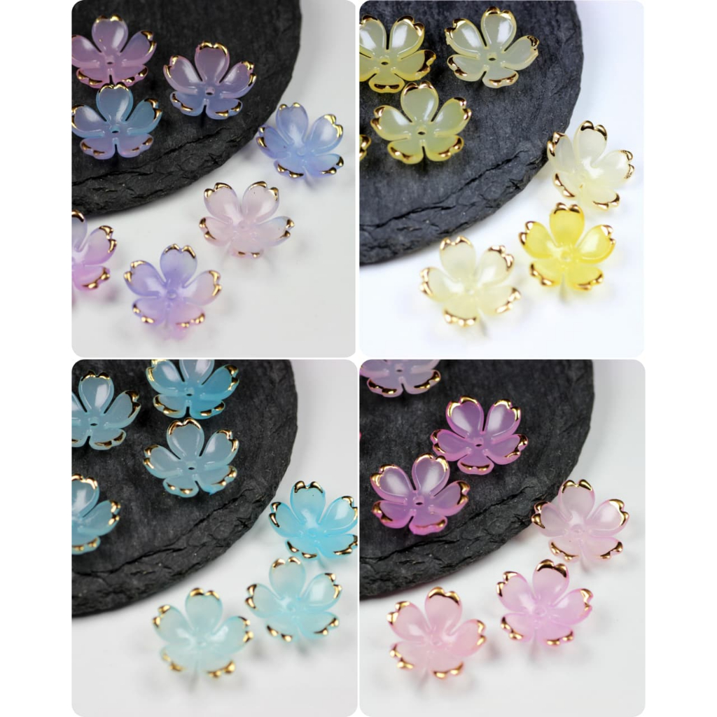 [1 PON] Mote Kelopak Bunga List Gold Emas Aksesoris Bahan Bunga Akrilik