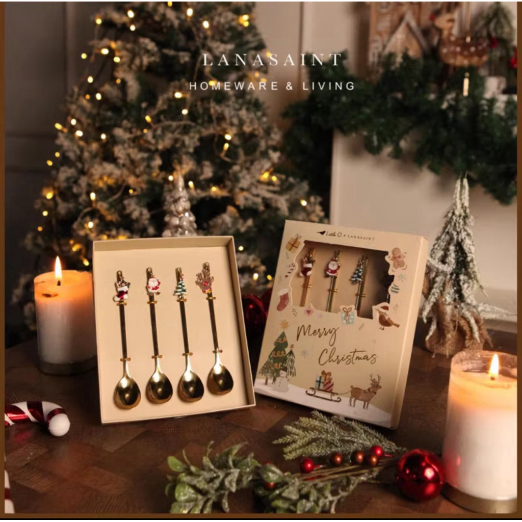 Hampers Natal Sendok Garpu Teh Set Premium / Christmas Gift Box Coffee Tea Spoon Set / Kado Natal Se