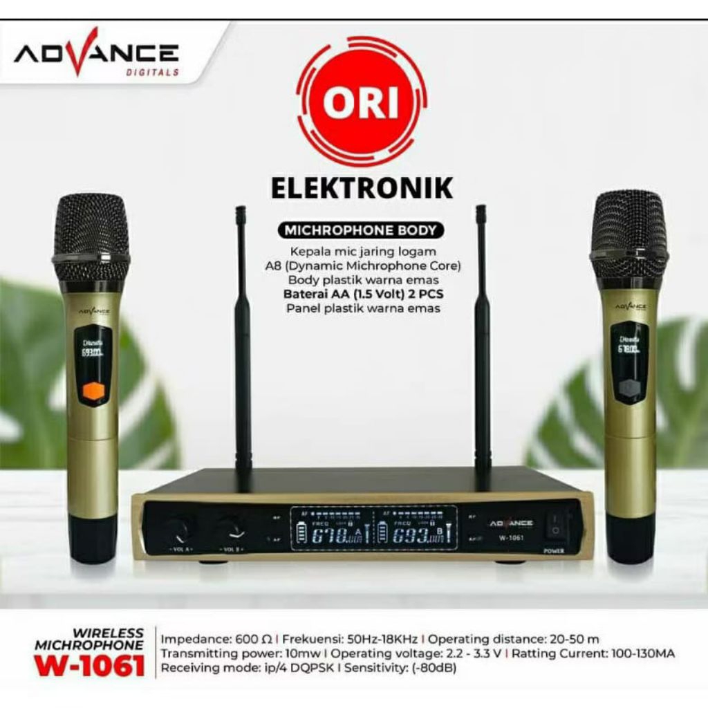 ADVANCE WIRELESS MICROPHONE W-1061 UHF