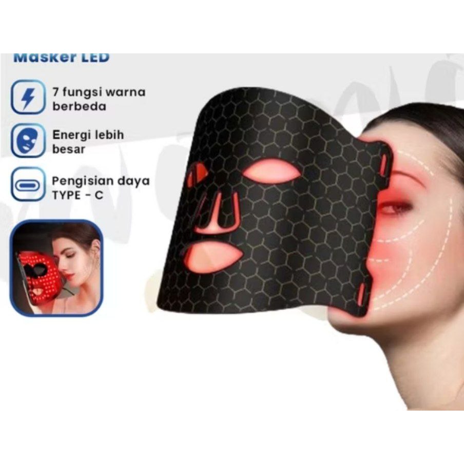 BLOOMIFY Masker LED Silikon Lampu PDT 7 Warna Masker LED Terapi Foton Alat Terapi Wajah Alat Terapi 