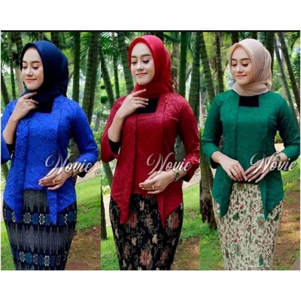 Atasan Kebaya Kutubaru Lengan Panjang // Kebaya Brokat // Model Resleting Depan