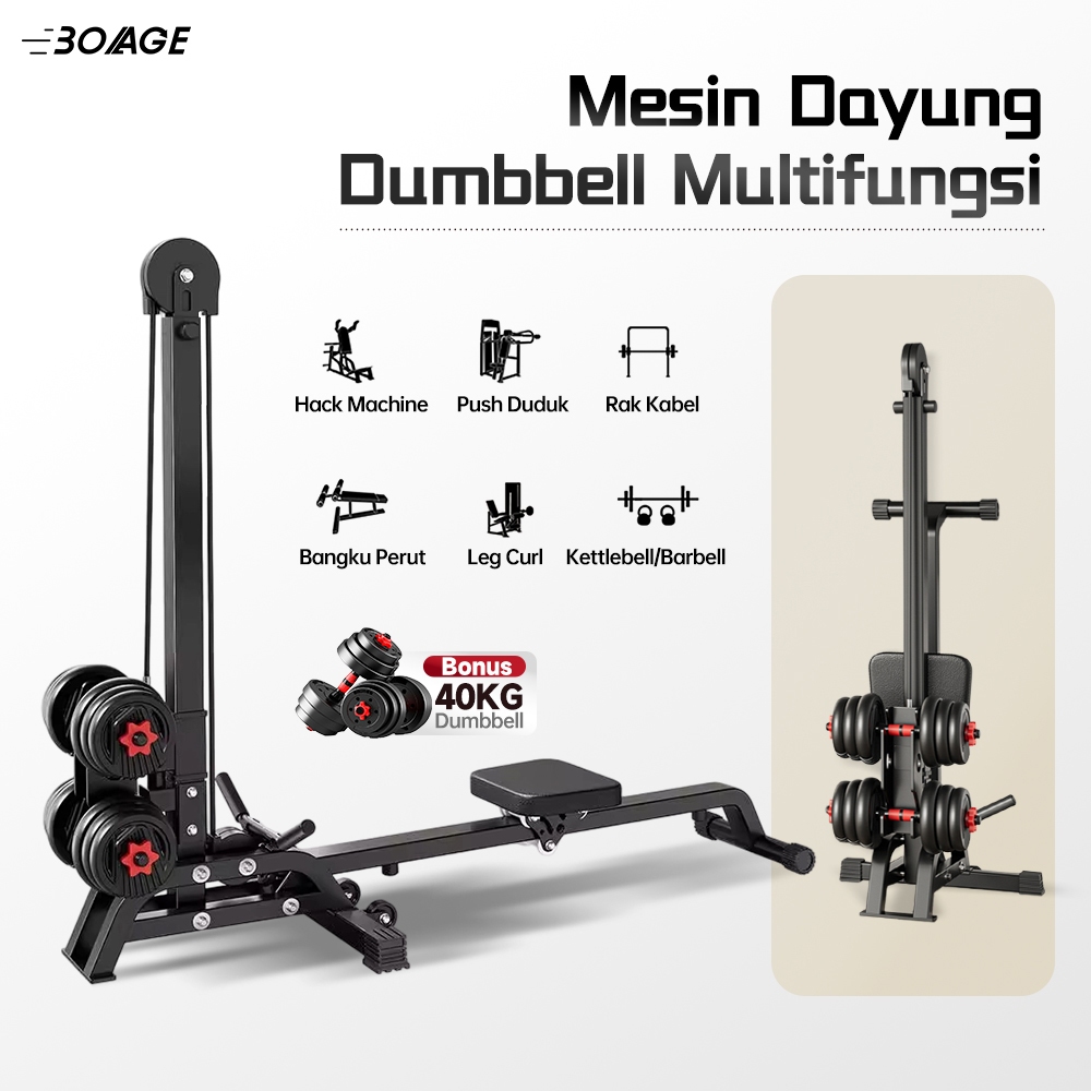 (BOLAGE)Multifunctional Rowing Machine Alat Fitness Multifungsi Rowing Machine Foldable 2-in-1 denga