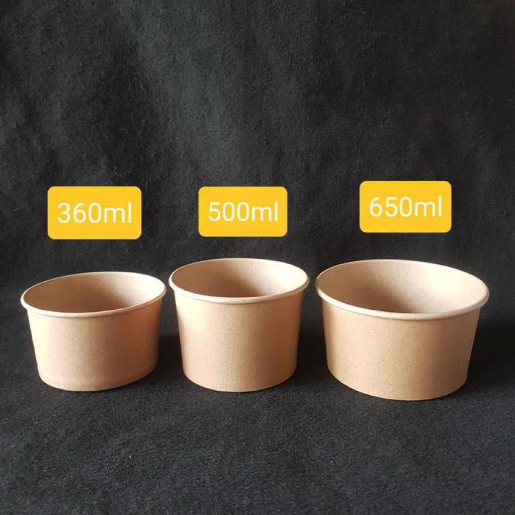 Paper Bowl + Lid Atcco Kraft 360ML / 500ML / 650ML  isi 25