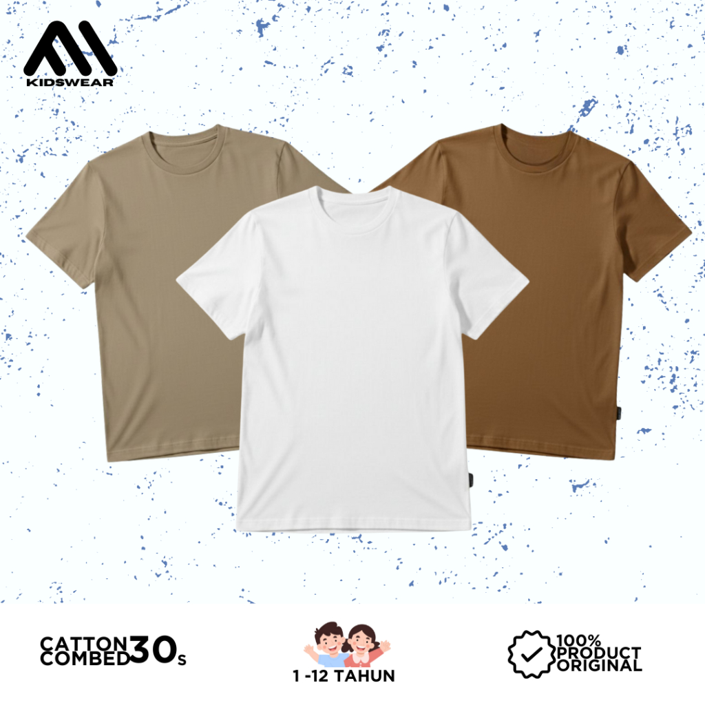 Maxikids Baju Kaos Tshirt Polos Anak Bundling 3pcs - CWA