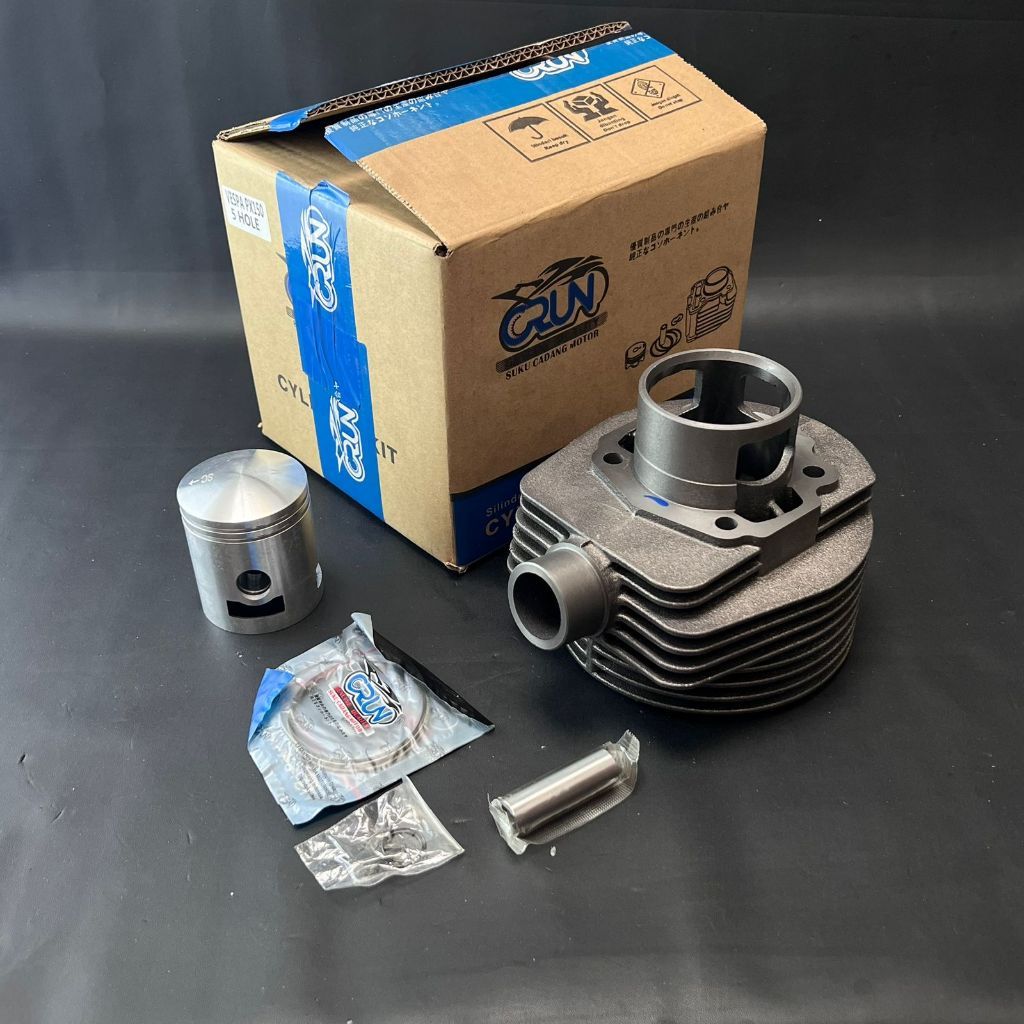 BLOK SEHER VESPA PX150 EXCEL 3 HOLE 5HOLES / LUBANG 3 5 CRUN RACING