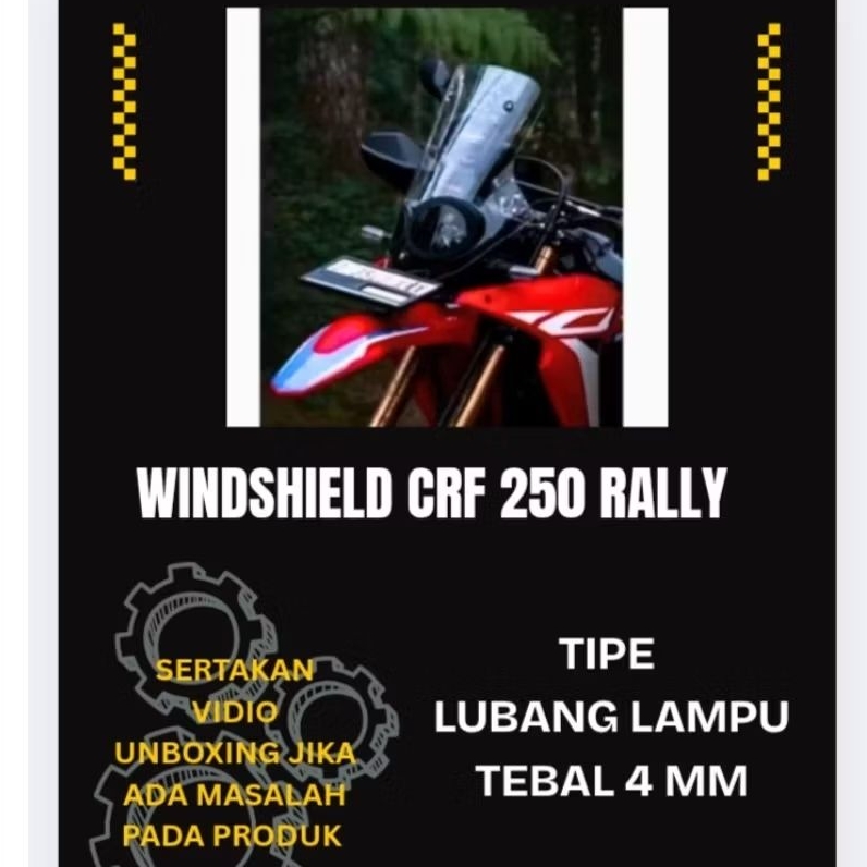 WINDSHIELD CRF 250 VISOR CRF RALLY 250 LUBANG LAMPU TEBAL 4 MILI