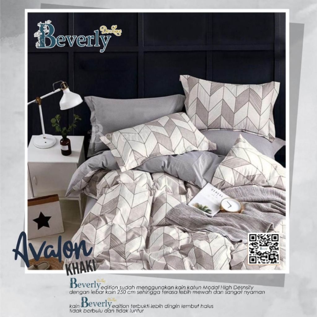Sprei Abstrak Minimalis Katun CVC Premium Motif Avalon Khaki Beverly By homemade