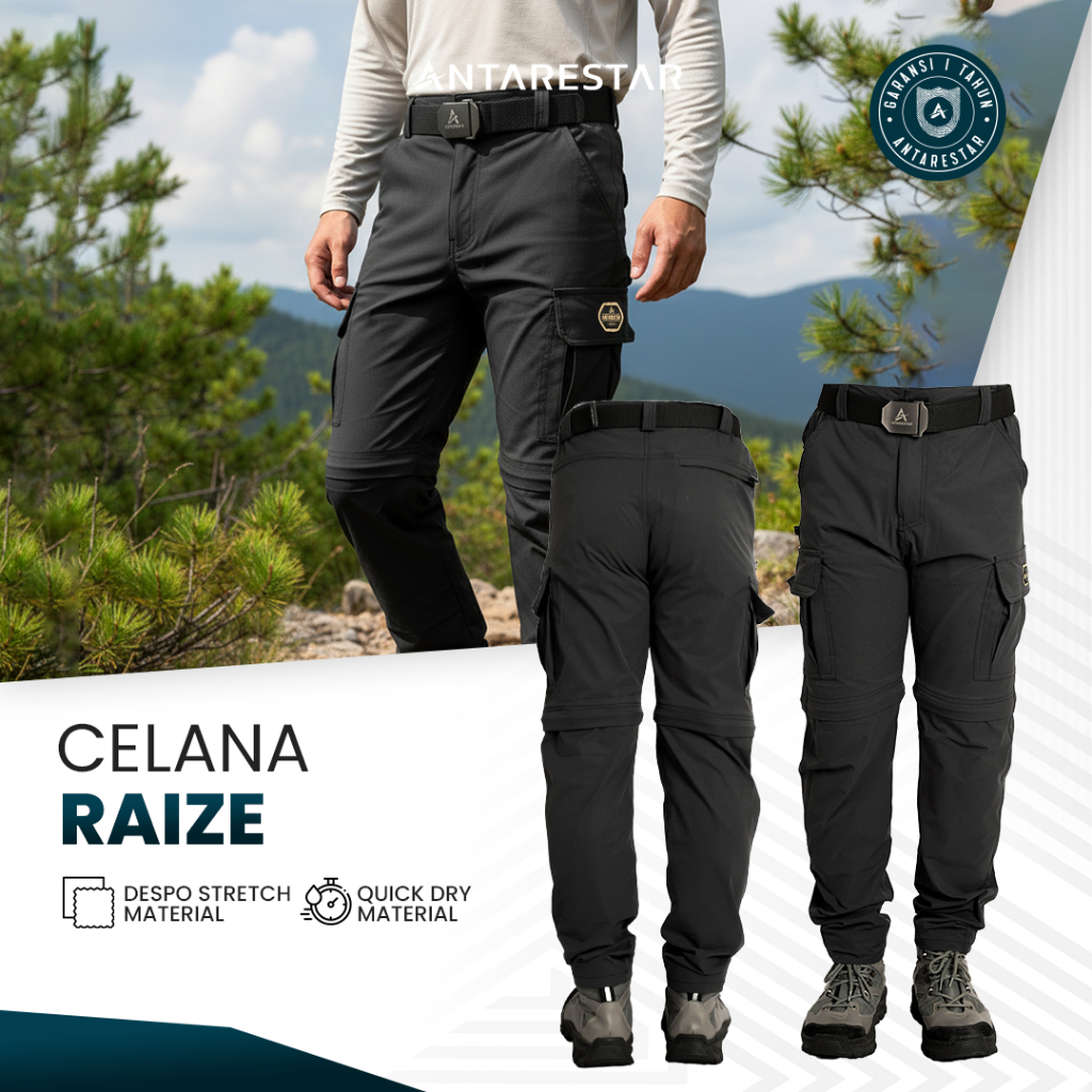 ANTARESTAR Official - Celana Gunung Raize Sambung Panjang Pendek Model Reseleting Pria Outdoor