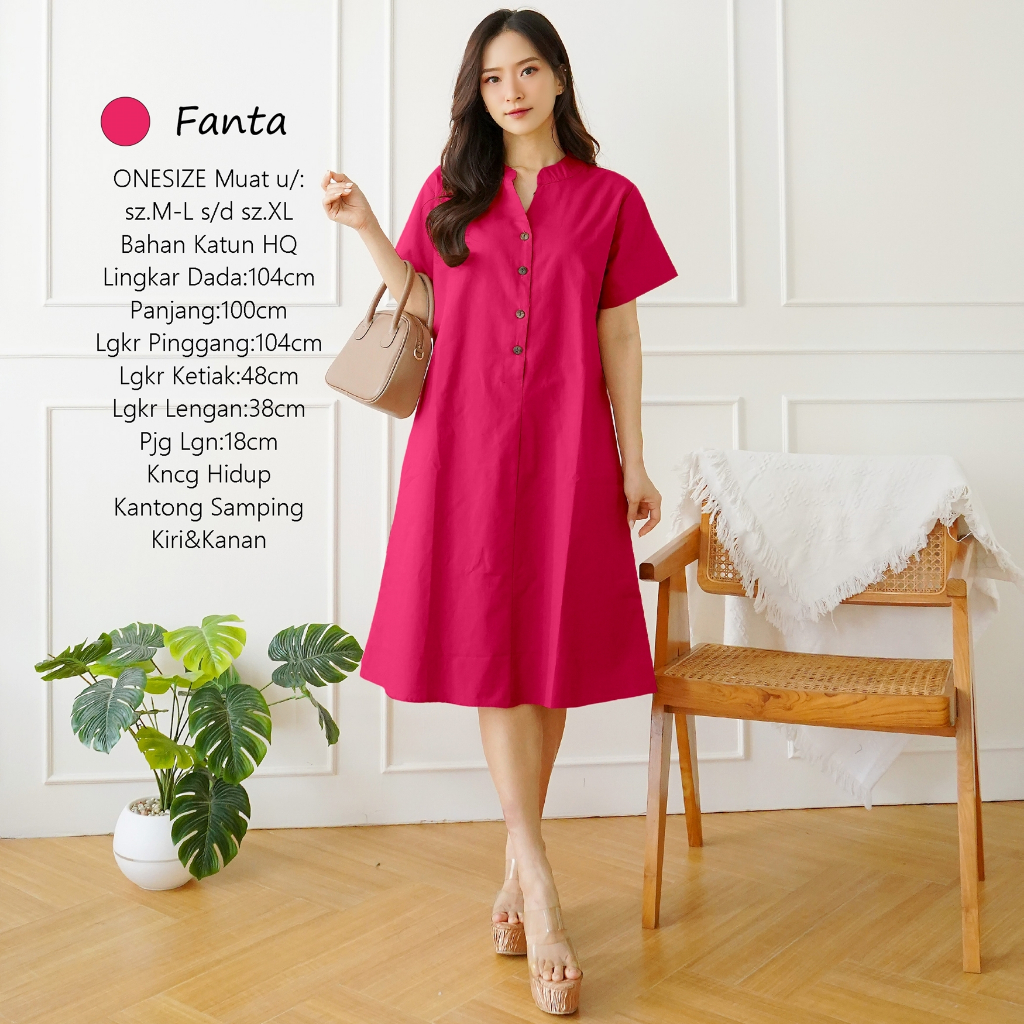 Baju big size Midi Dress Wanita / Cewek Korea Bigsize Jumbo Loose Basic Polos Katun uniqlo tebal ade