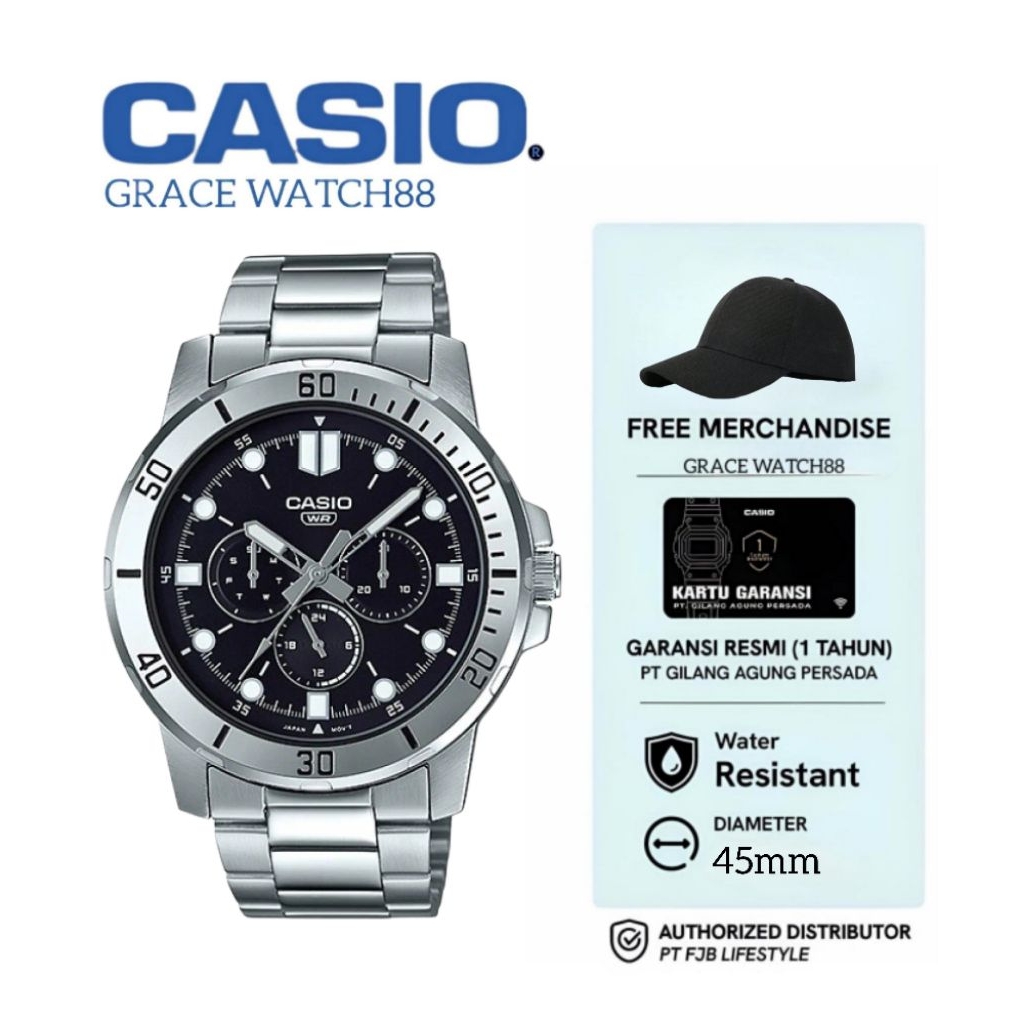 Jam Tangan Pria Casio MTP-VD300D-1EUDF Jam Analog Garansi Resmi MTP-VD300D-1EUDF