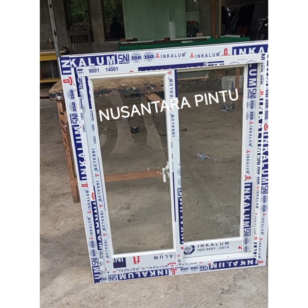 L80xT120 JENDELA SLIDING ALUMUNIUM + KUSEN (4IN) FREE PACKING KAYU