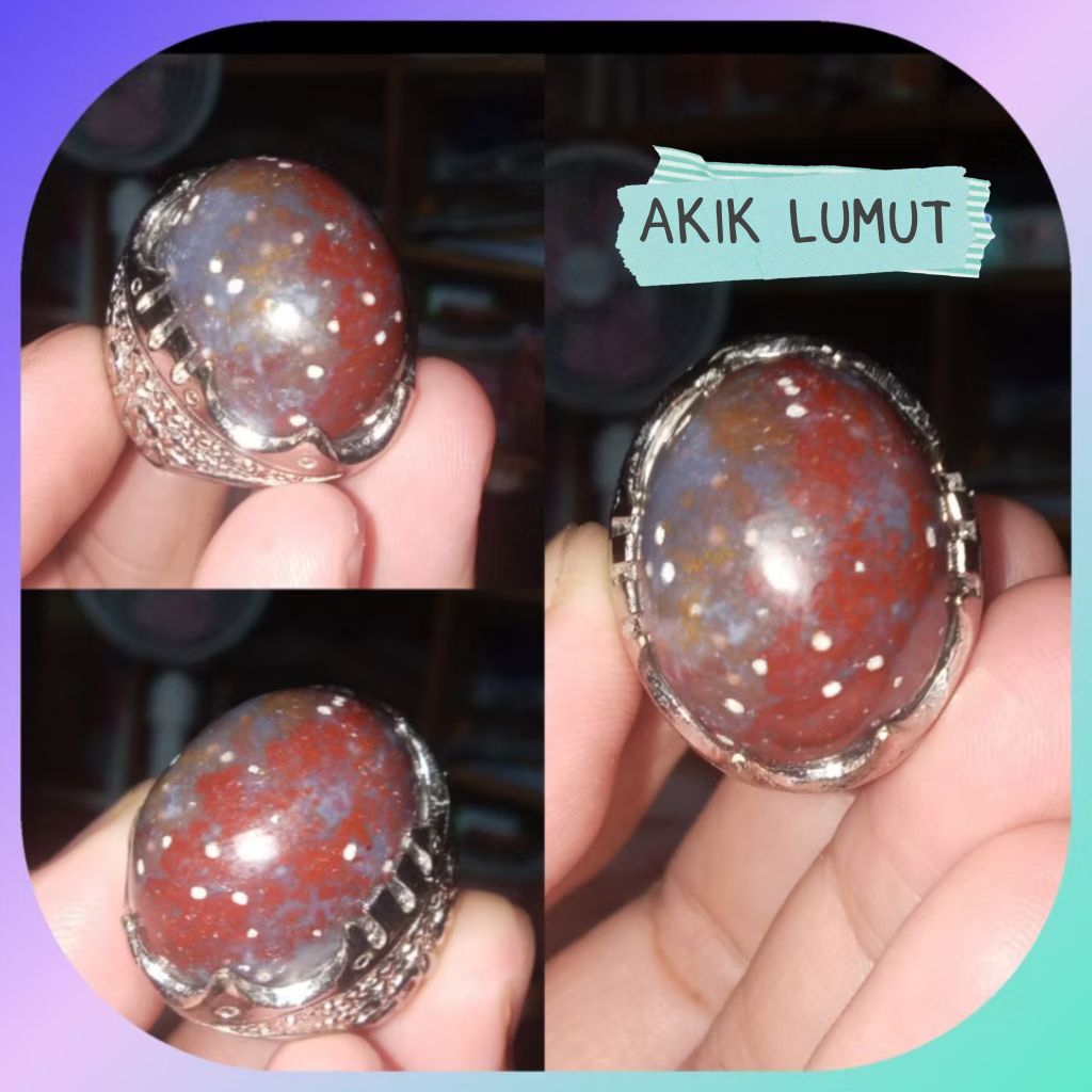 Cincin batu akik asli akik lumut merah natural