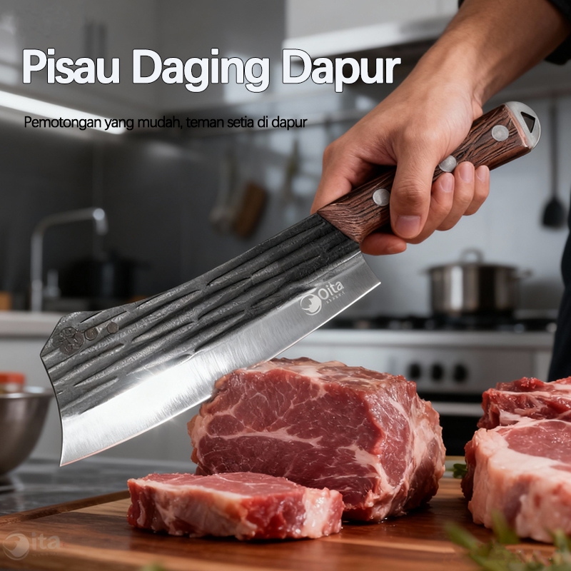 Asli Super Tajam Pisau Sembelih Pisau Daging Stainless Tajam Berkulitas