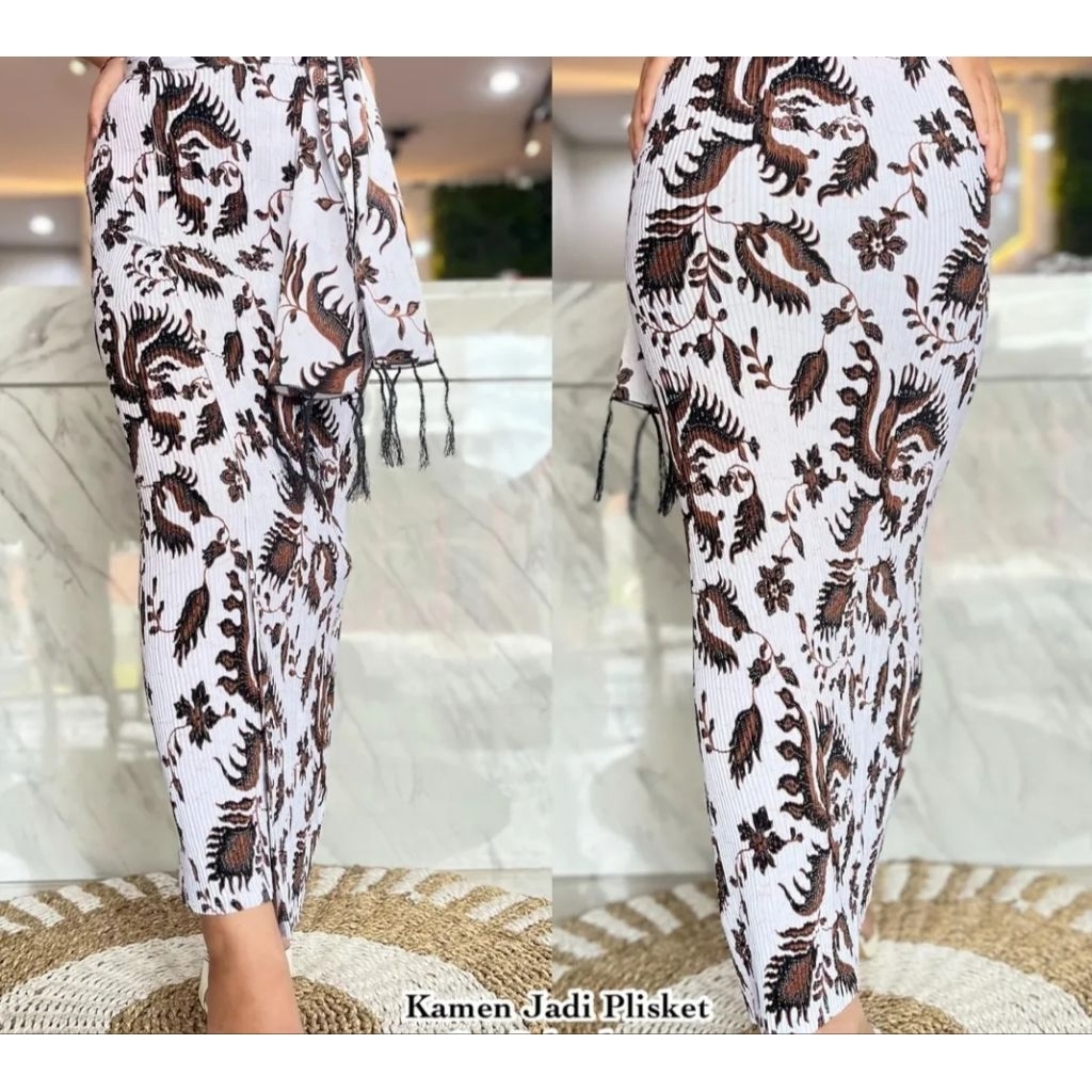 Kamen Plisket  set Selendang - Kamen bali-Kamen  plisket tebal