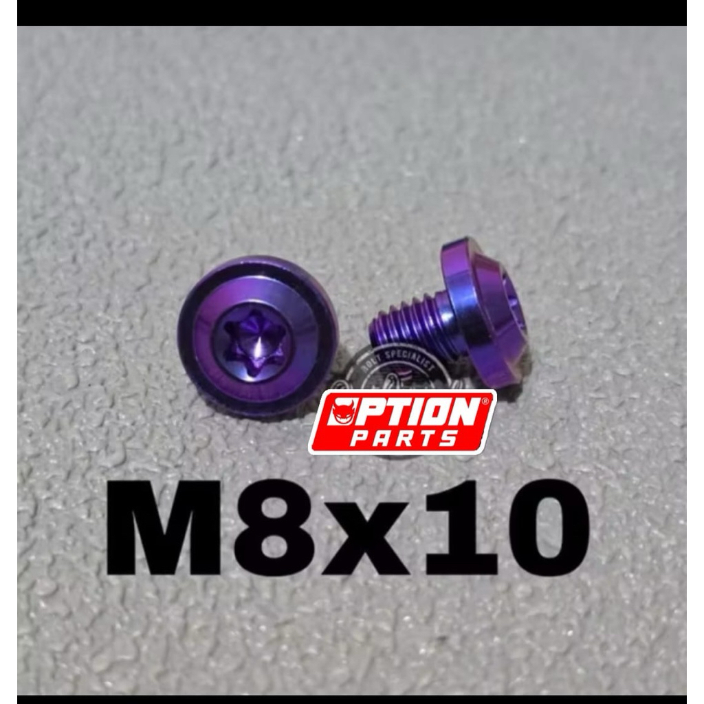 Baut m8x10 big drat 12 panjang 1 cm titanium