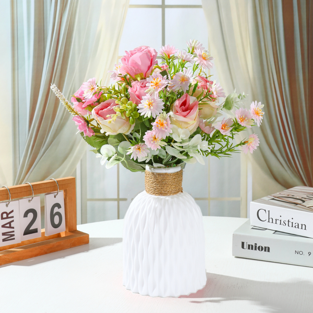 Set  Vas Bunga  Plastic Aesthetic Bunga Hias Plastik Bunga Hias Plastik bunga hiasan ruang tamu