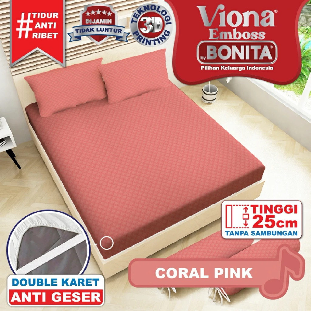 (INSTANT) SPREI BONITA VIONA EMBOSS POLOS 180X200 KING SIZE NO.1 180x200 SPREI MINIMALIS SPREI ESTET