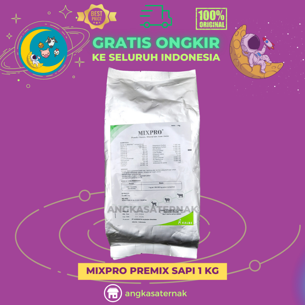 MIXPRO PREMIX SAPI 1 KG - Suplemen Premix Penggemuk Pertumbuhan Sapi, Kambing, Domba, Dll.