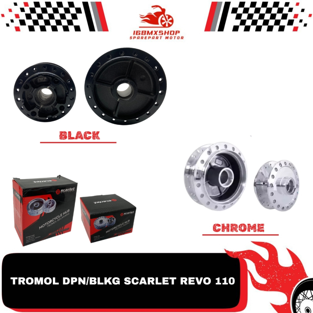 Tromol Hub Depan & Belakang Set Revo 110 " Original Scarlet "