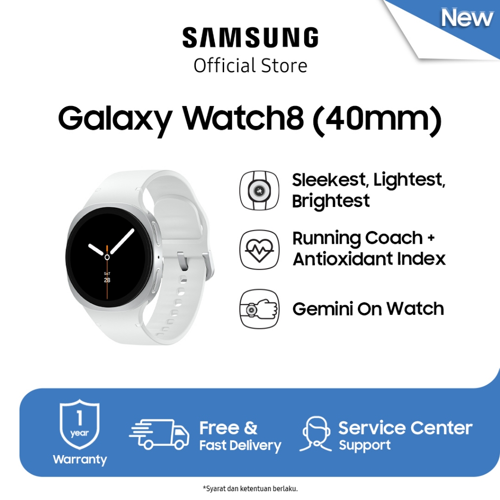 Samsung Galaxy Watch8 40mm - Silver | Bluetooth | Smart watch AI | Prosesor 3nm | Sleep Coaching