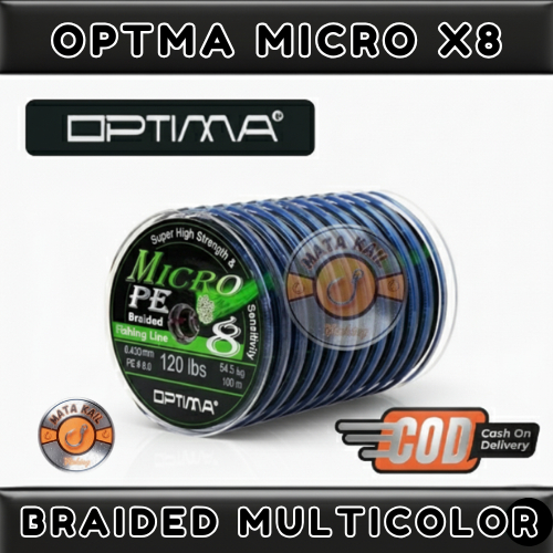 Benang Pancing PE Halus Kuat Optima Micro X8 Braided Multicolor 100 Meter Per roll Connecting
