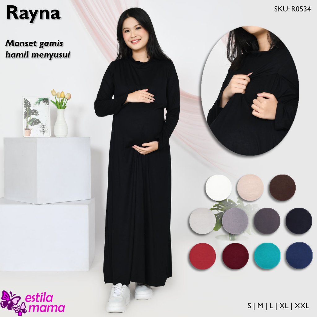 Estila Mama - Rayna Manset gamis inner hamil menyusui turtle neck - Krem/Putih/Hitam/Coklat/Biru/Abu
