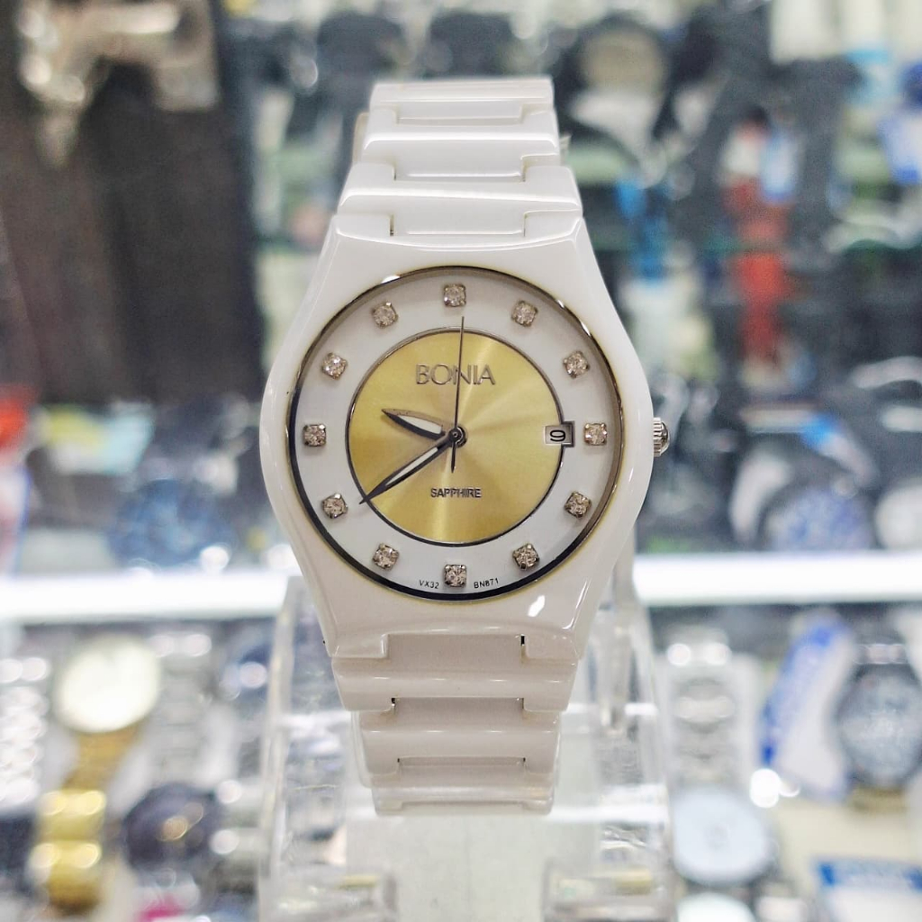 JAM TANGAN WANITA BONIA B871-1417 SAPPHIRE SILVER WHITE CERAMIC ORIGINAL