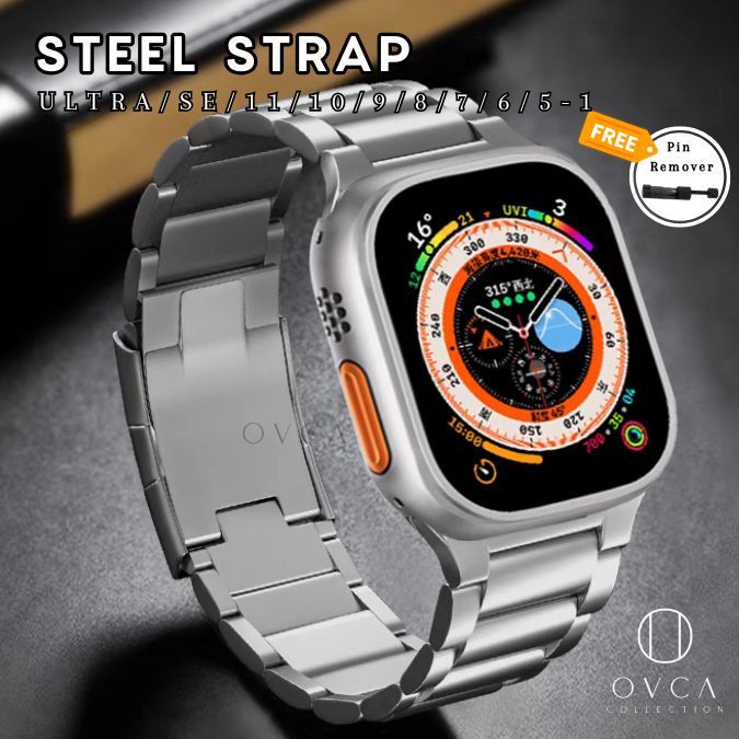 OVCA Strap Tali Jam Apple iWatch Series ULTRA 11 10 9 8 7 6 5 SE Stainless Steel Rantai Besi Classic