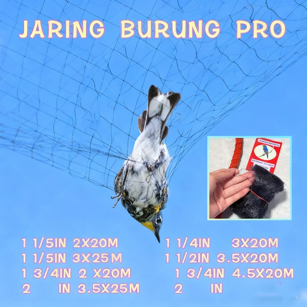 jaring burung kecil lubang 2 jari jaring burung pipit burung kutilang burung emprit jaring hitam sen