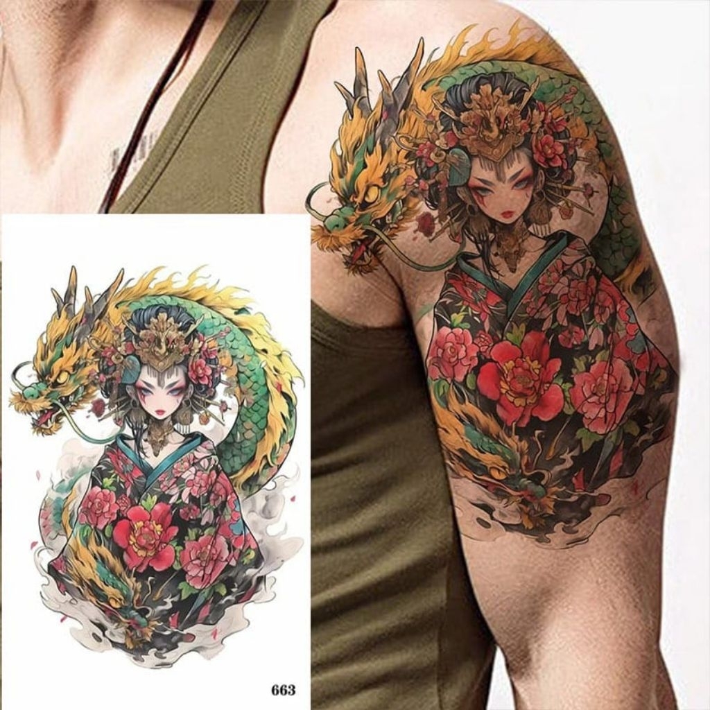 COD| Tatto temporer ZL 663 WANITA NAGA size 20x14 stiker tatto temporary tatto tubuh tangan lengan p