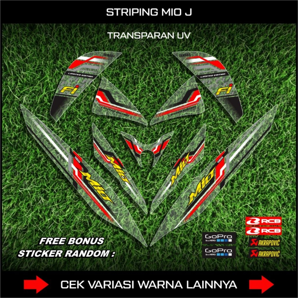 Striping Mio J Transparan UV / Stiker Yamaha Mio J Grafis Rainbow / Aksesoris Decal List Variasi Mot