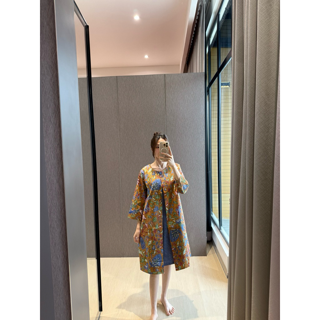 Summer Midi Dress Batik / Terusan Batik Modern Wanita