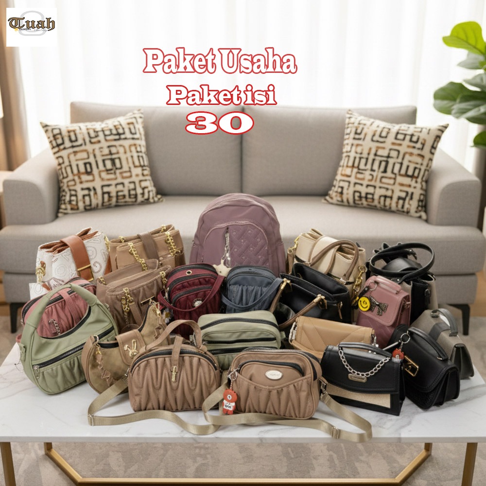 TUAH SLIMBAGS - Paket Usaha Tas Selempang Wanita isi 30 pcs Random/Tas Grosir Paket Bundling Kombo H