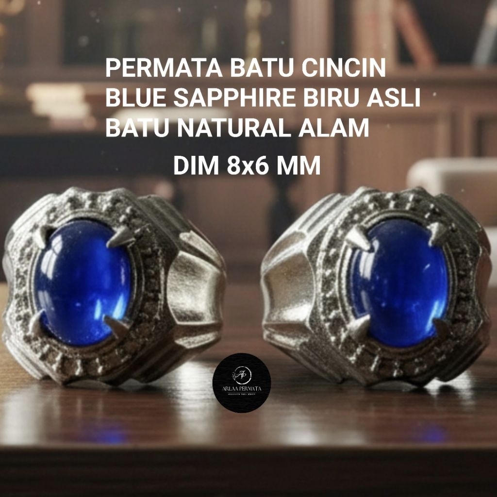 Permata batu cincin blue sapphire biru asli batu natural alam