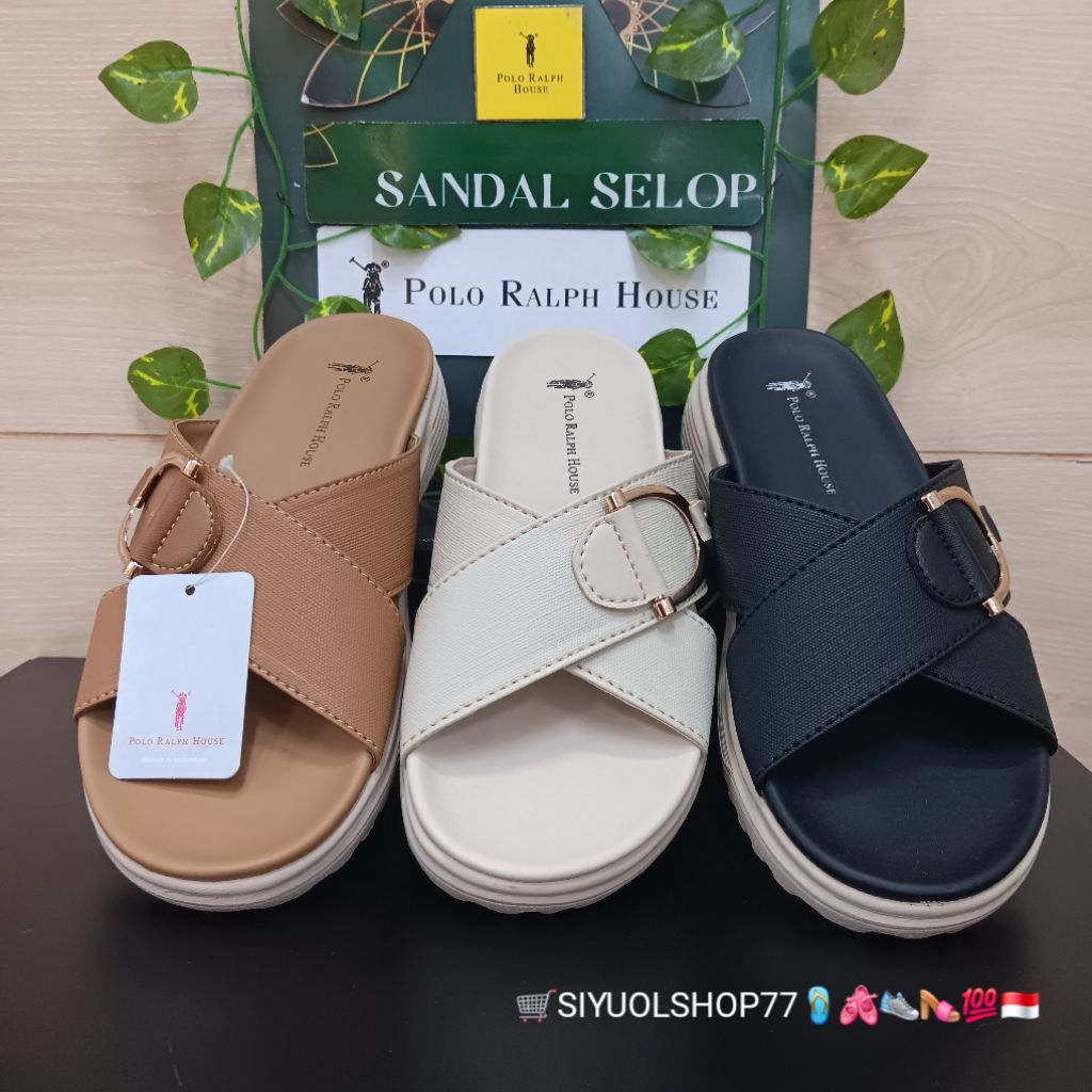 [Bisa COD/100% Original/Art TER 101] Sandal Wanita POLO RALPH HOUSE/Sandal Wanita/Sandal Slide Wanit